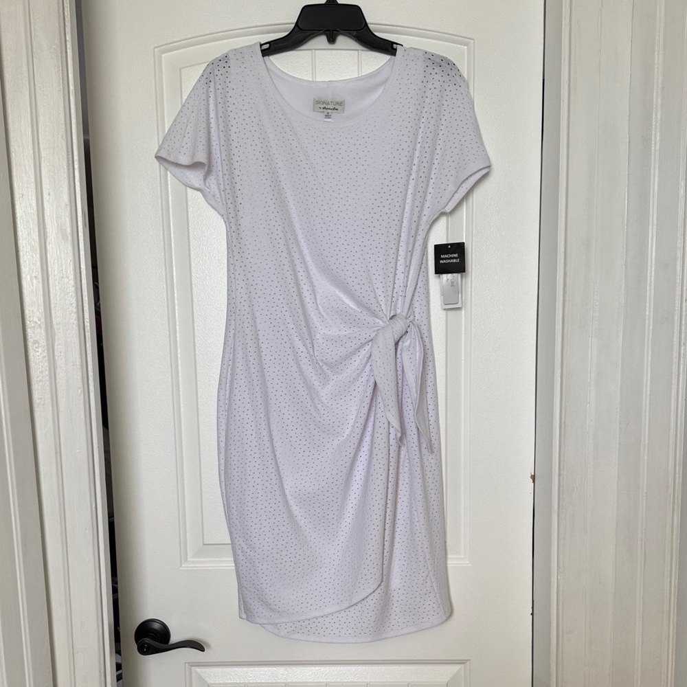 NWT Signature by Robbie Bee White Mini Dress with Side Knot